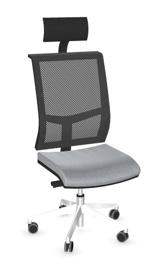 Eva.II Executive Chair w/Soft PU Headrest, Black Plastic Chair Body, Synchro Mechanism w/Side Tension (Polished Aluminium Base)