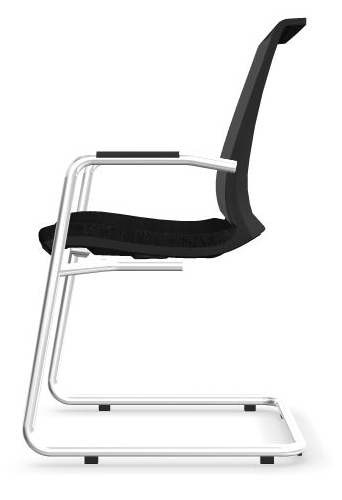 Eva Visitor Chair w/Black Plastic Body & Chromed Steel Base w/Armrests (Black Plastic Top)