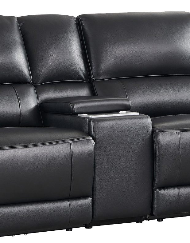 Hailey Leather/PVC Reclining Modular Loveseat