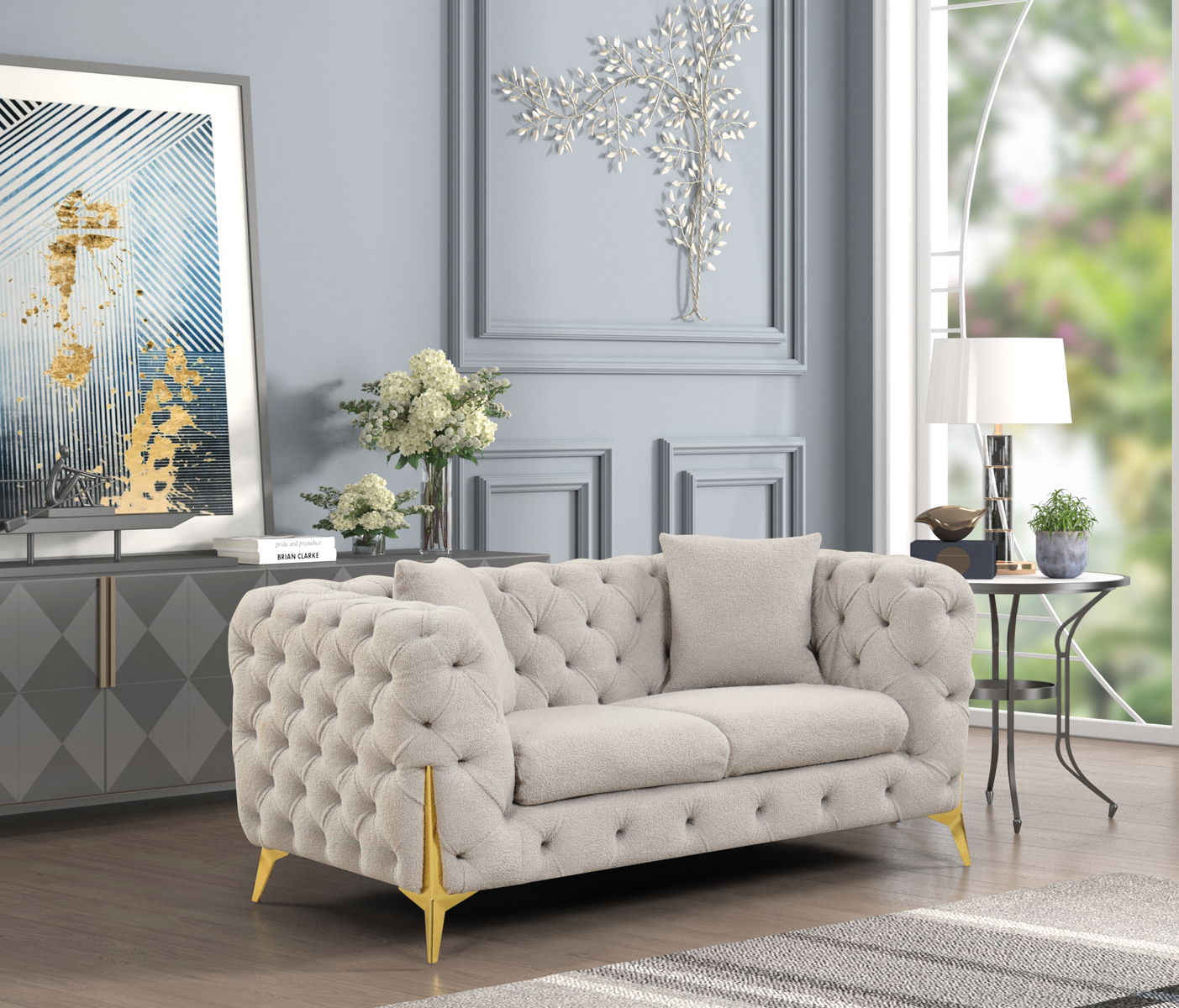 Contempo Buckle Fabric Loveseat
