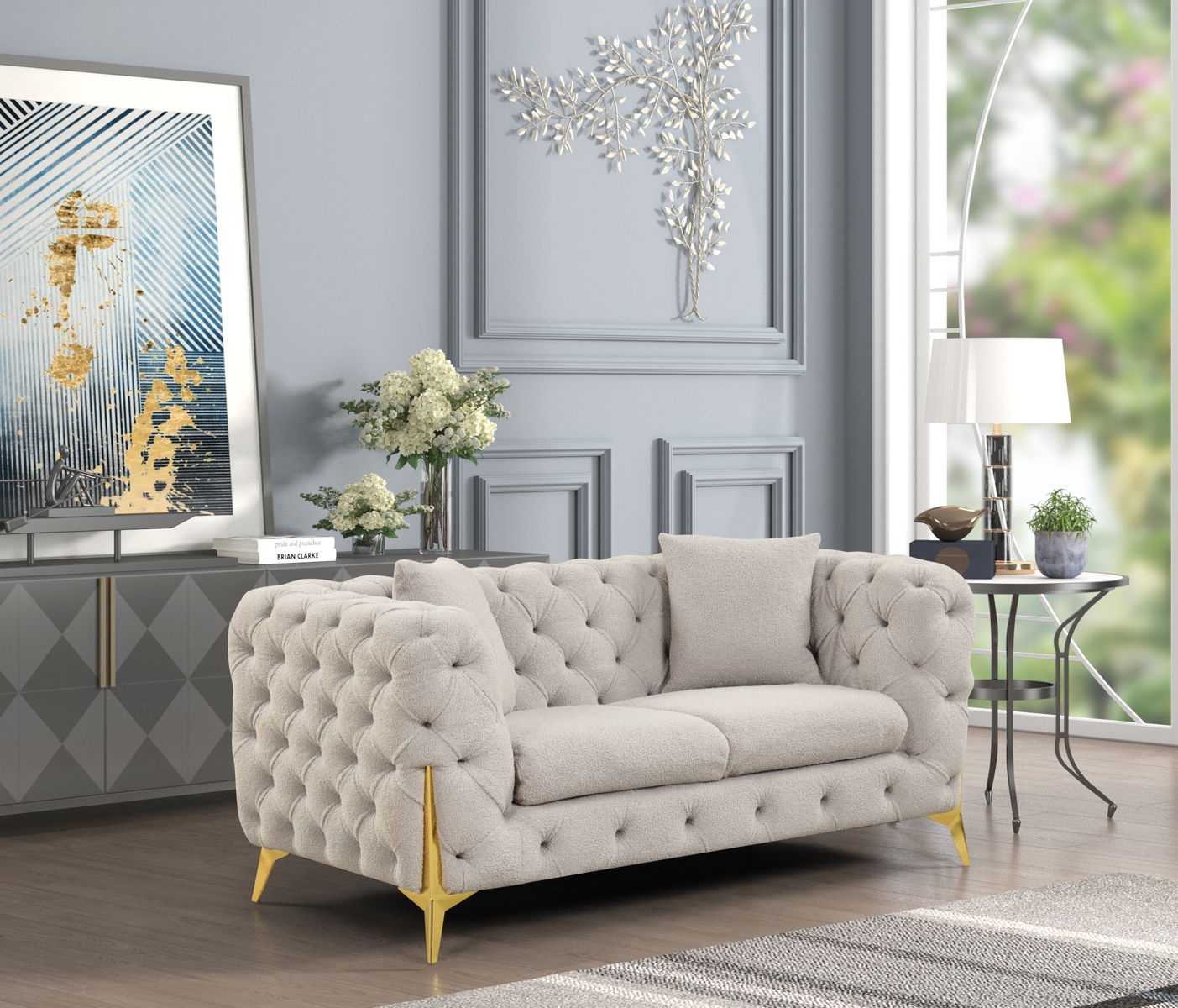 Contempo Buckle Fabric Living Room Set
