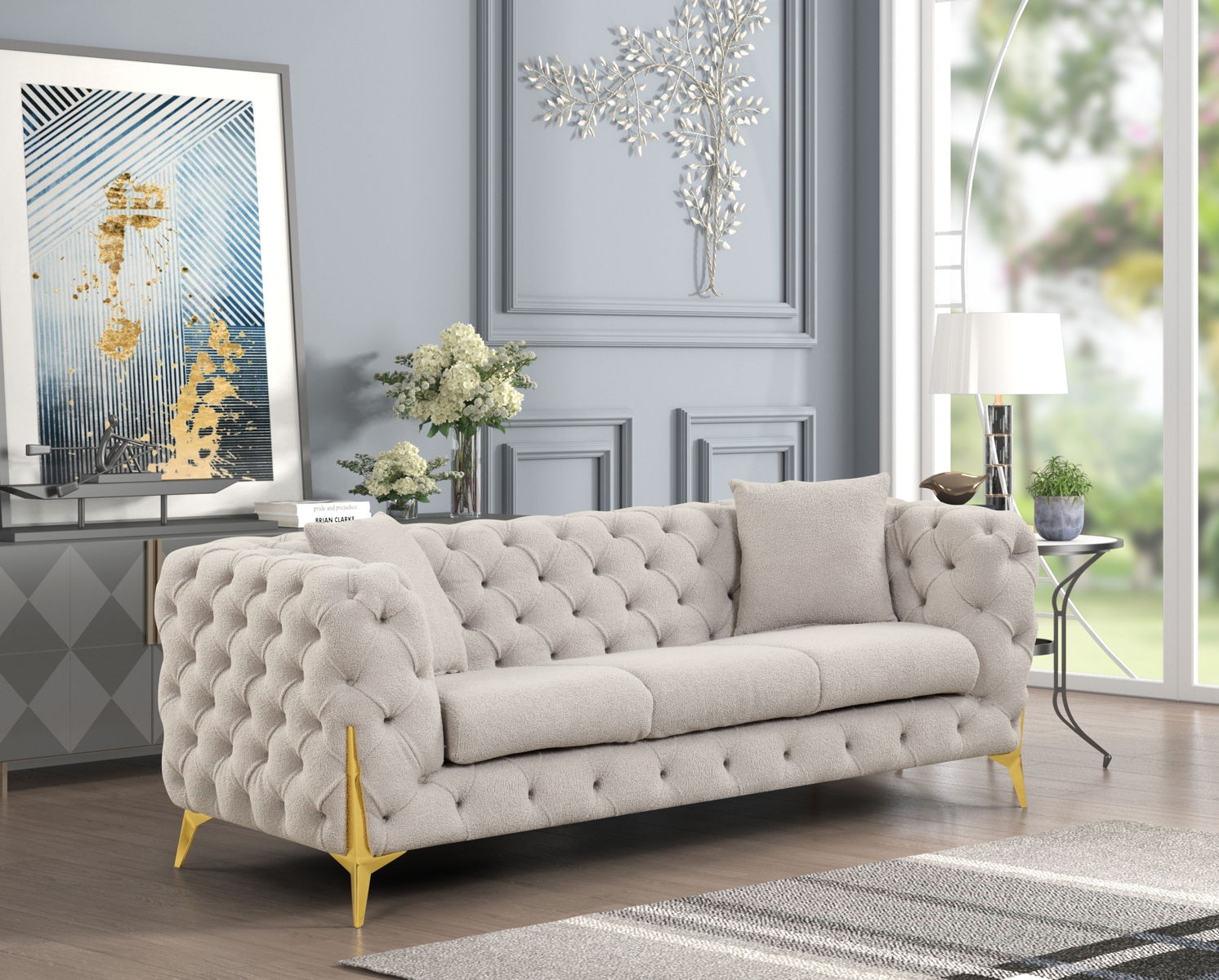 Contempo Buckle Fabric Living Room Set