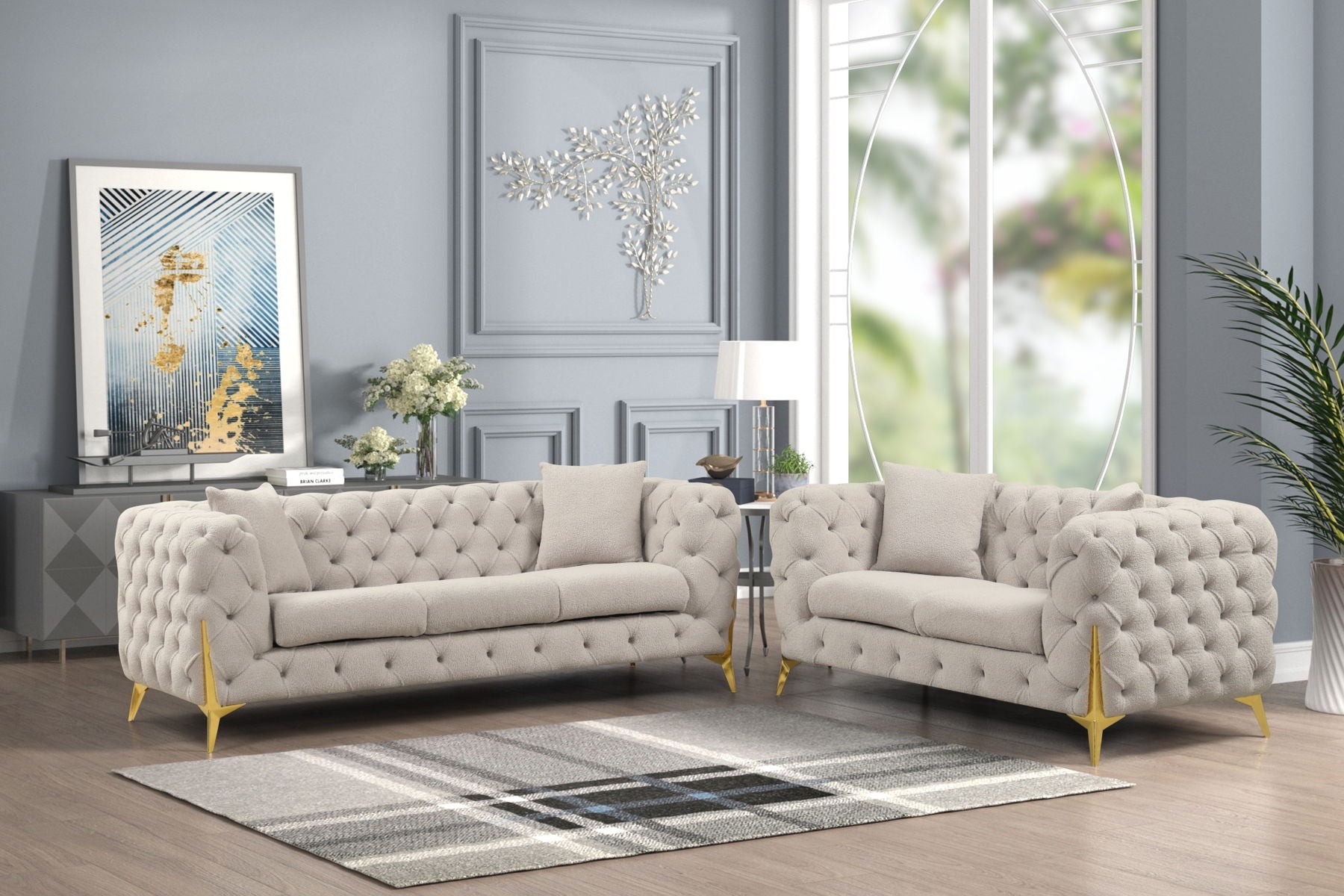 Contempo Buckle Fabric Living Room Set