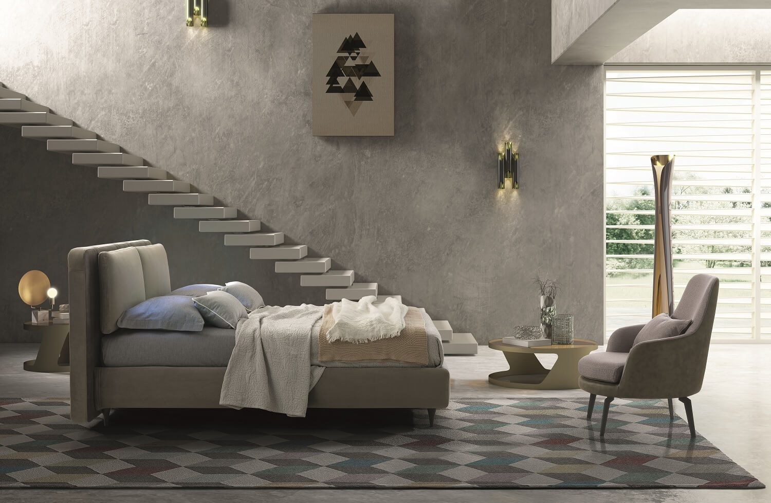 Cortina Premium Fabric King Size Platform Bed