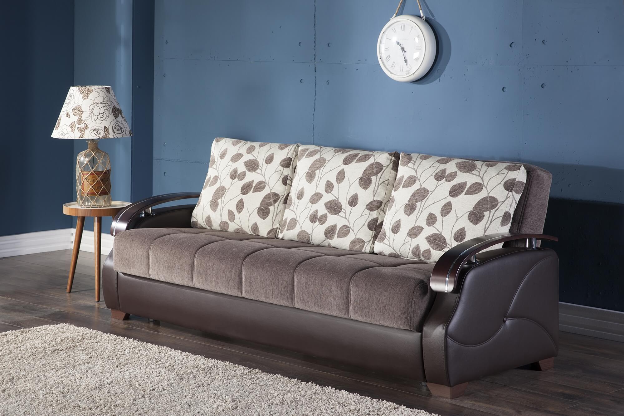 Costa Fabric/PU Storage Sleeper Living Room Set