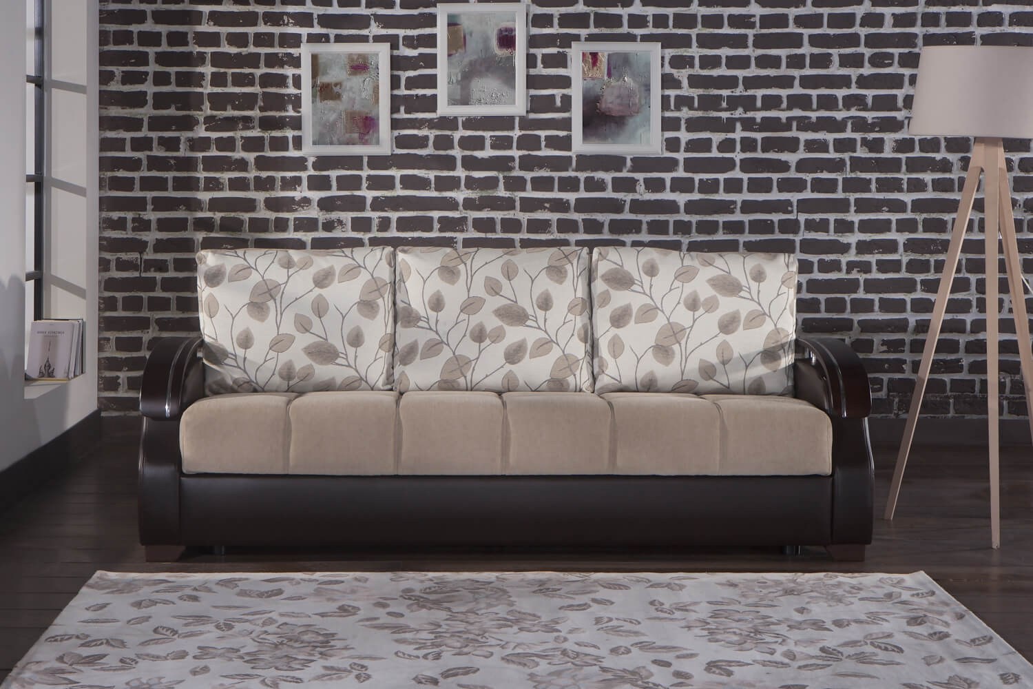Costa Fabric/PU Storage Sleeper Living Room Set
