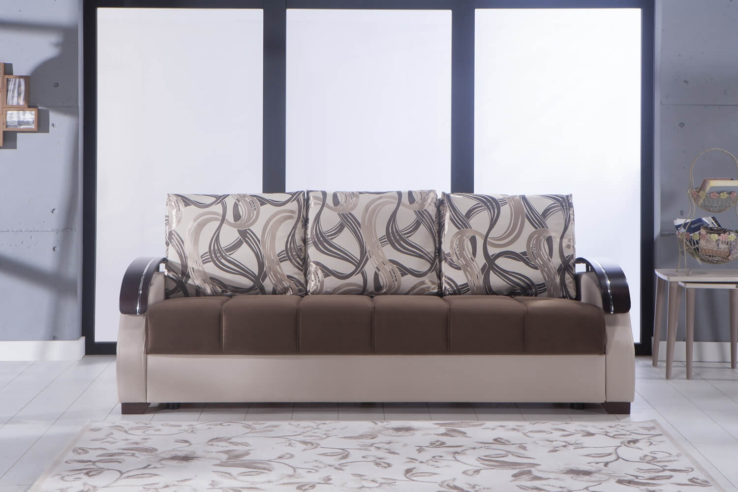 Costa Fabric/PU Storage Sleeper Living Room Set