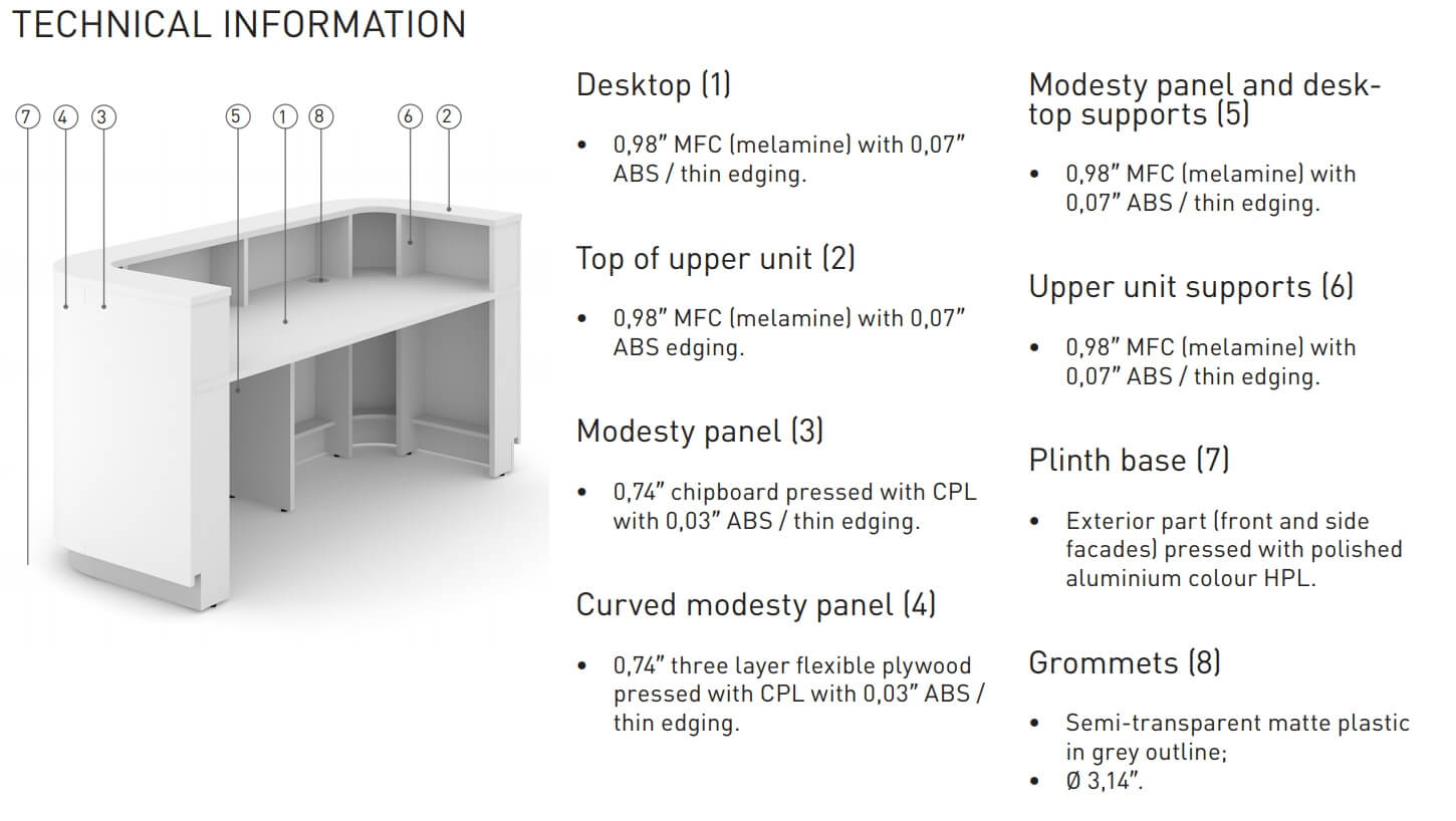 NARBUTAS Cosy Reception White Unit Information