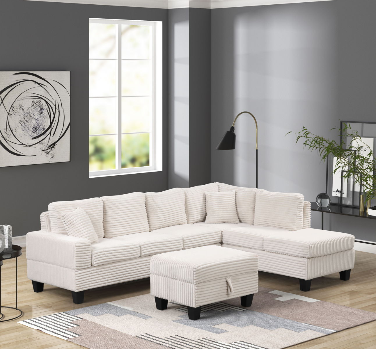 3pc Sectional Set with Chaise