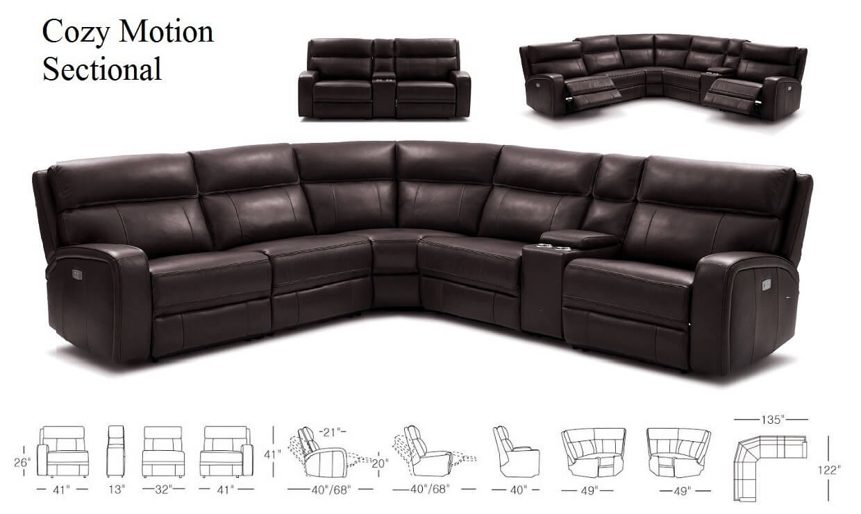 Cozy 6Pc Motion Leather Sectional