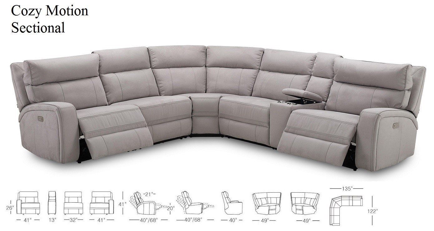 Cozy 6Pc Motion Microfiber Sectional