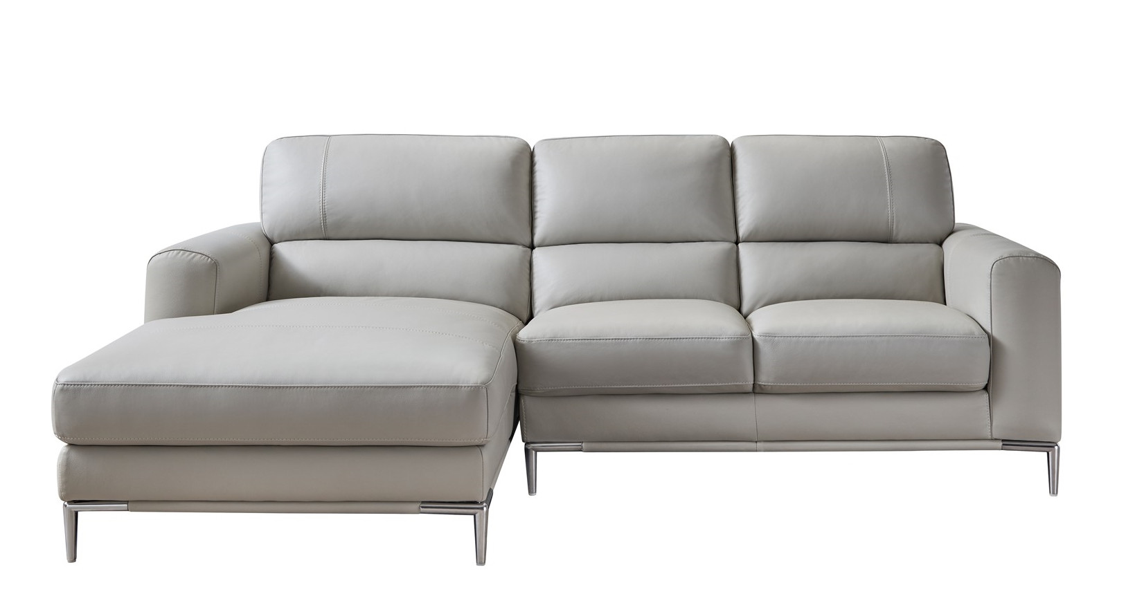Crosby Top Grain Leather Sectional, Left Arm Chaise Facing