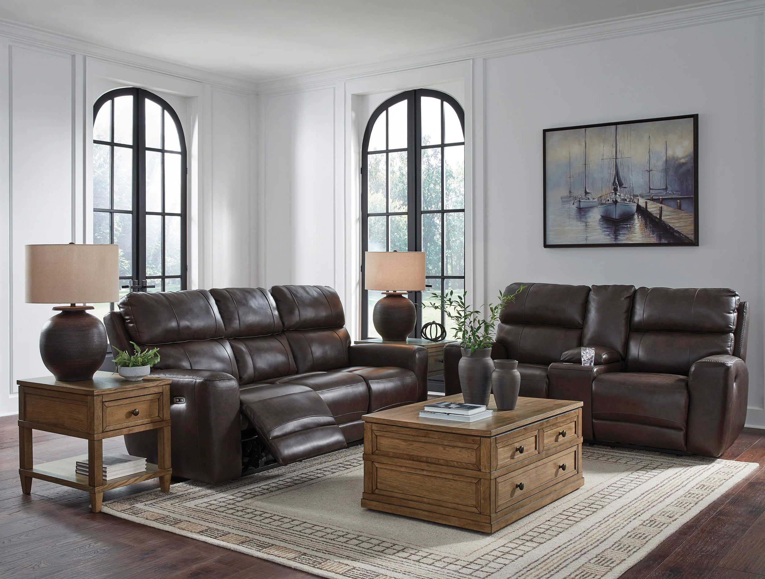 Crossplex Leather/PVC Power Reclining Living Set