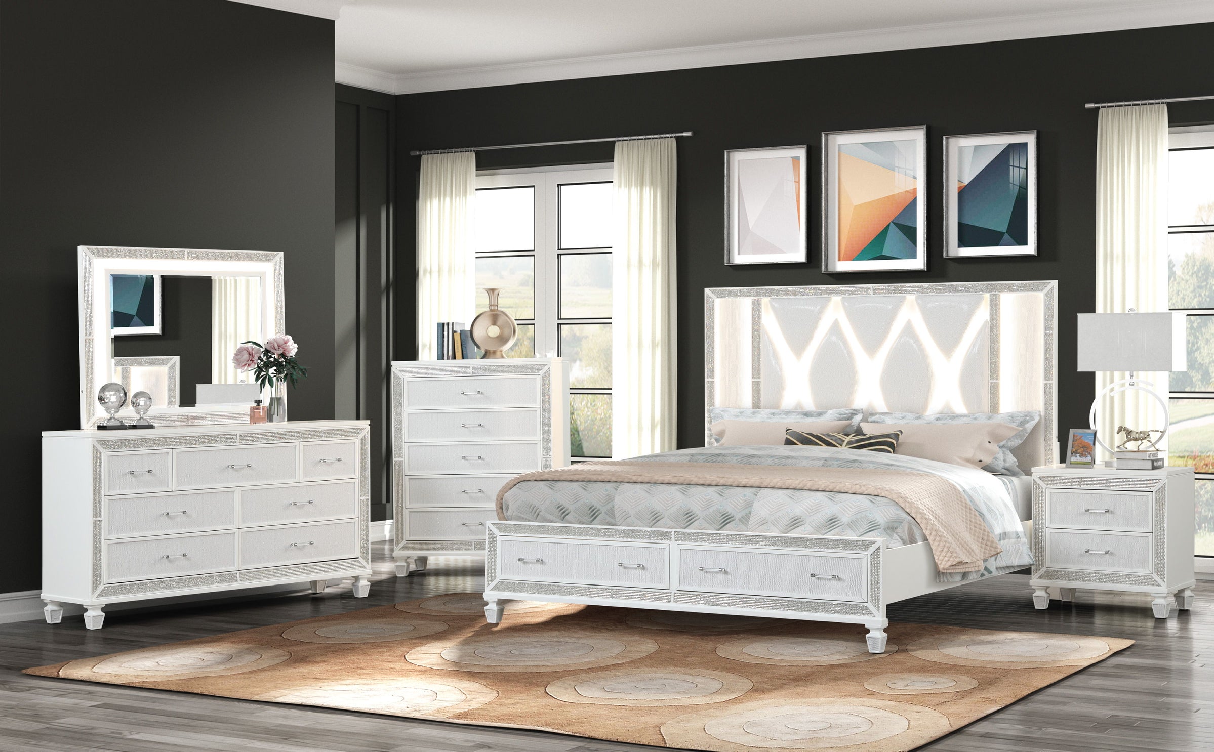 Crystal Wood Veneer Mirror
