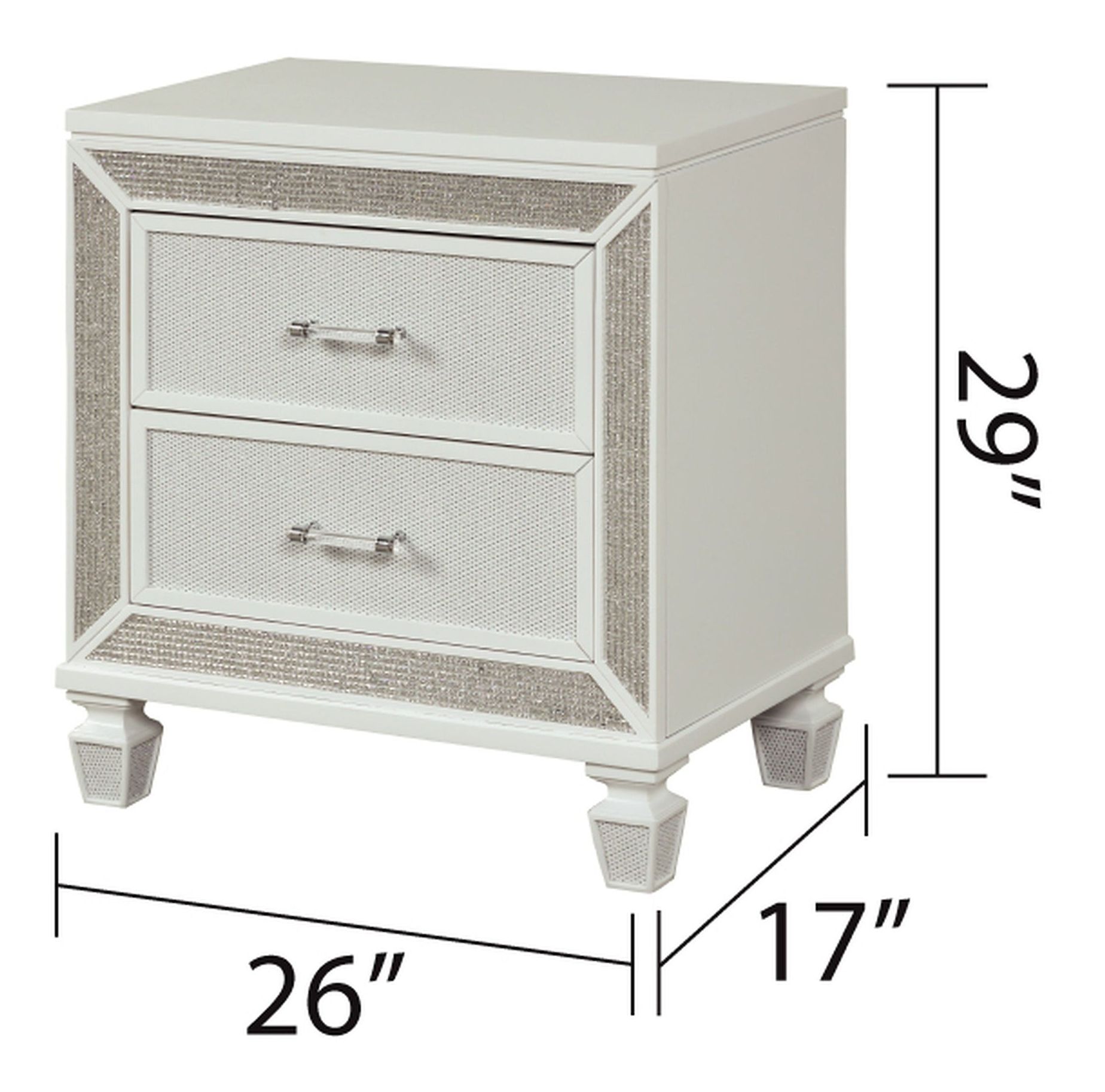 Crystal 2-Drawer Wood Veneer Nightstand