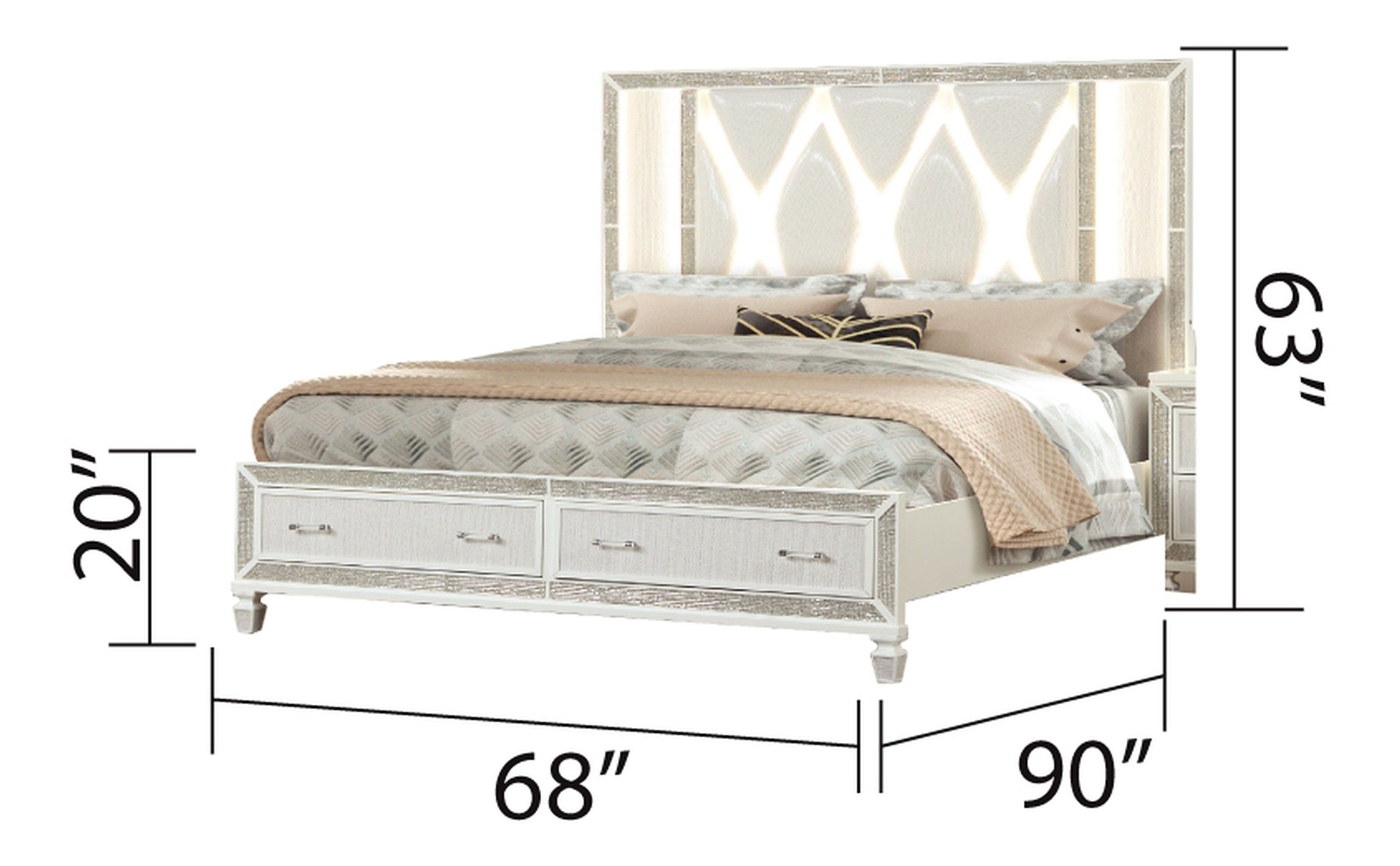 Crystal Bed with Acrylic Headboard & LED Lighting