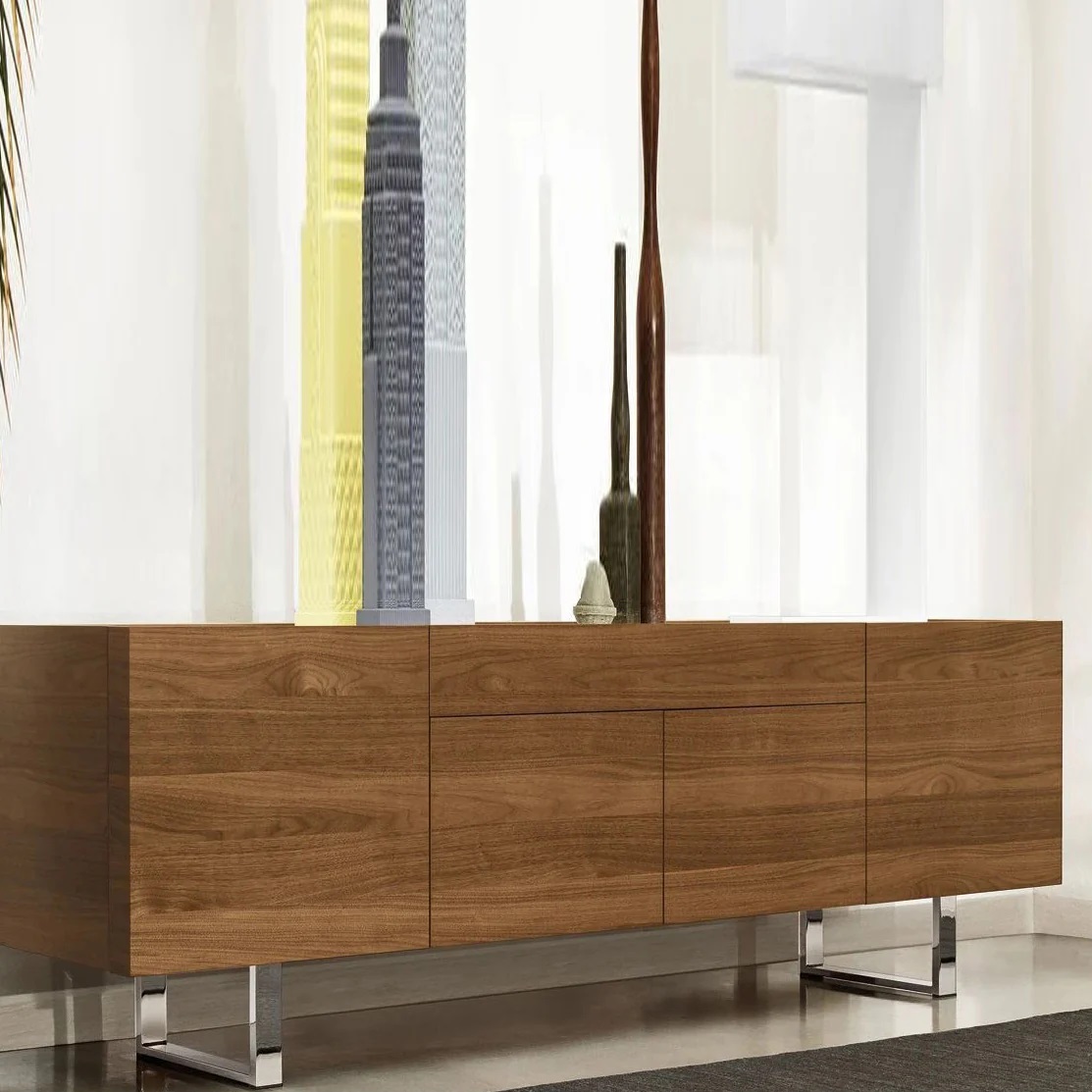 Horizon Wood/Glass/Metal Sideboard w/4 Doors & Drawer