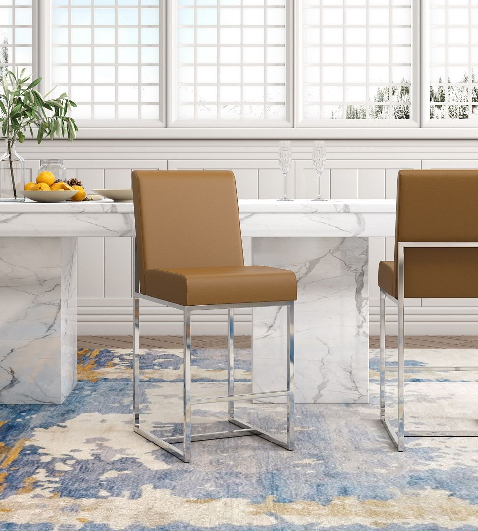 Element 37.2-inch Leatherette/Stainless Steel Counter Stool