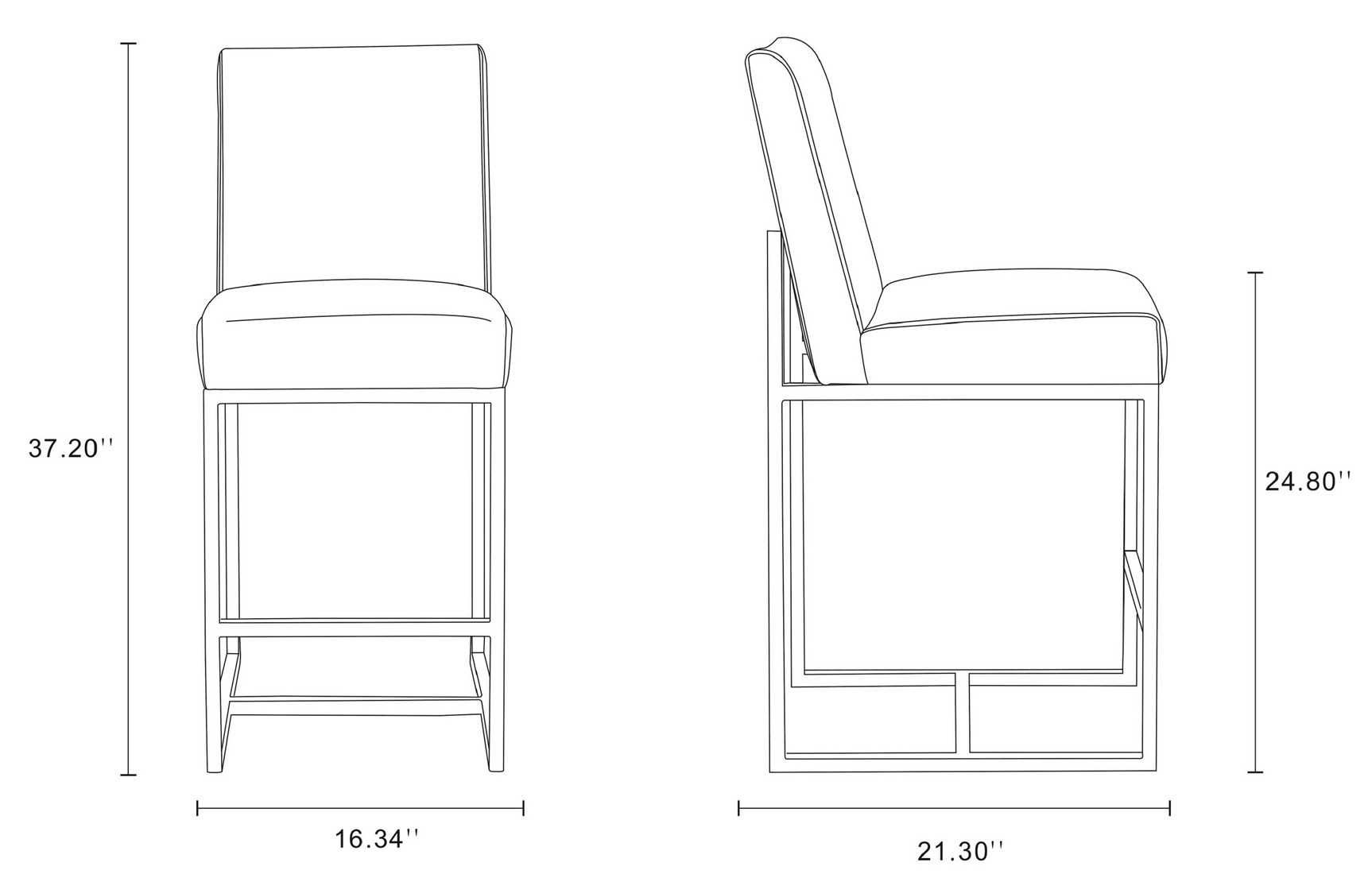 Element 37.2-inch Leatherette/Stainless Steel Counter Stool