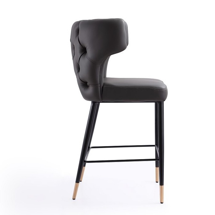 Holguin 37-inch Leatherette/Wood Counter Stool w/Tufted Back Buttons