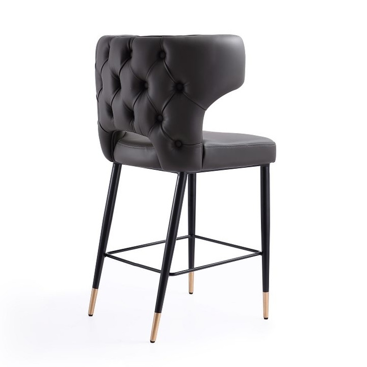 Holguin 37-inch Leatherette/Wood Counter Stool w/Tufted Back Buttons