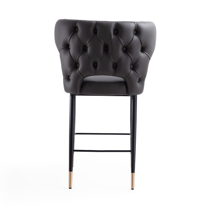 Holguin 37-inch Leatherette/Wood Counter Stool w/Tufted Back Buttons