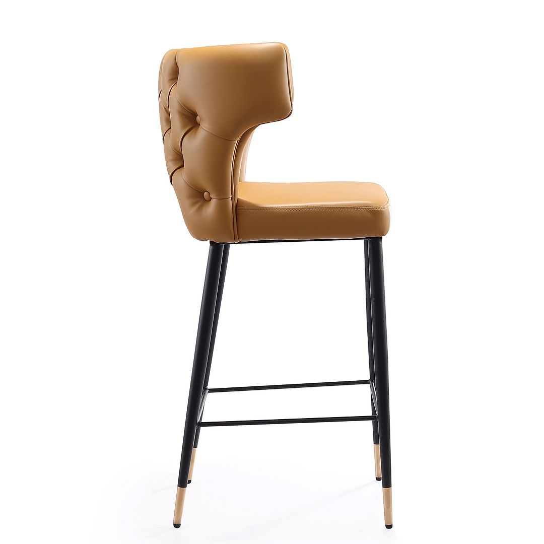 Holguin 37-inch Leatherette/Wood Counter Stool w/Tufted Back Buttons