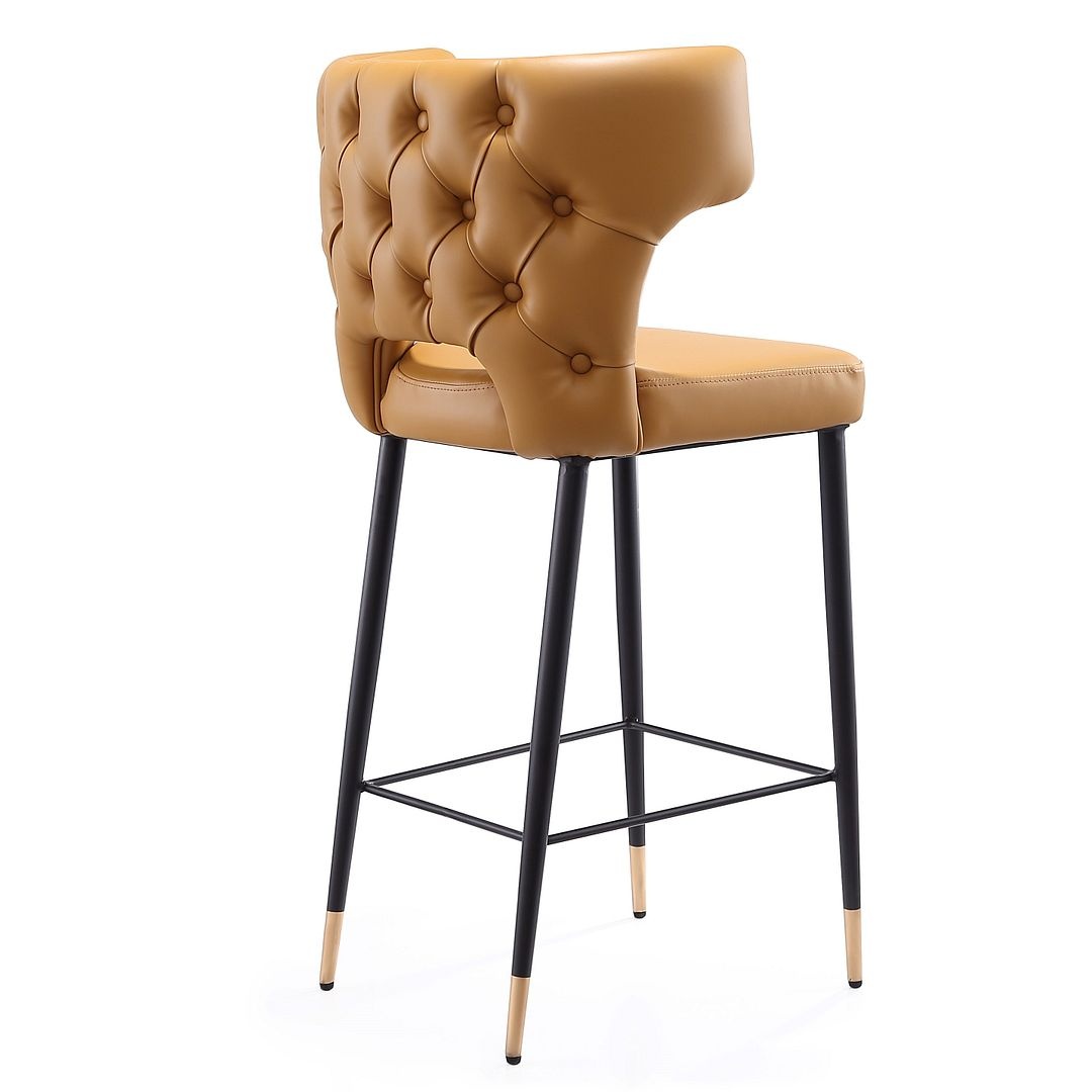 Holguin 37-inch Leatherette/Wood Counter Stool w/Tufted Back Buttons