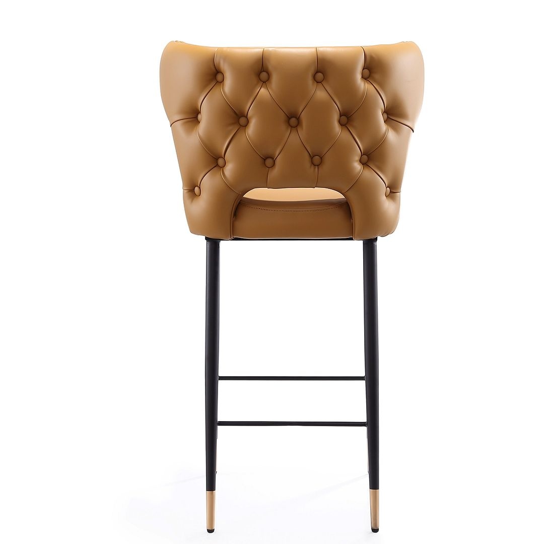 Holguin 37-inch Leatherette/Wood Counter Stool w/Tufted Back Buttons