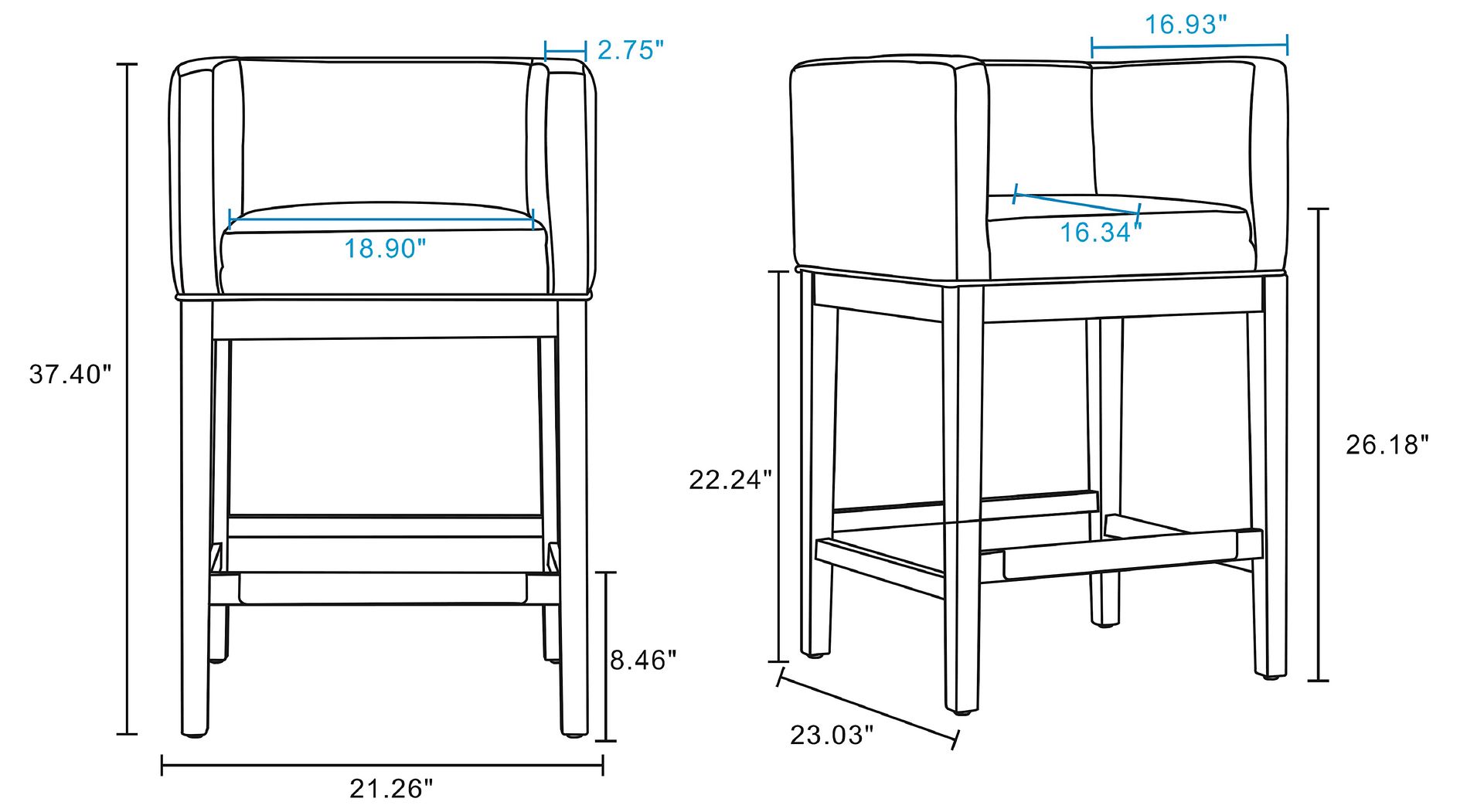 Kingsley 34-inch Leatherette/Beech Wood Counter Stool