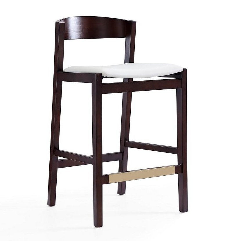 Klismos 36.75-inch Leatherette/Beech Wood Counter Stool