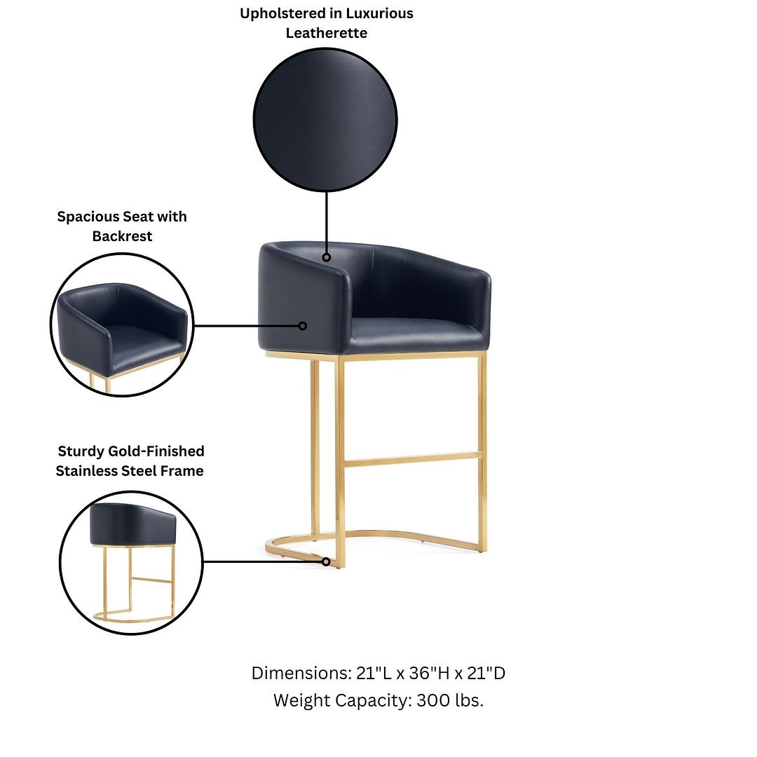 Louvre 36-inch Leatherette/Stainless Steel Counter Stool