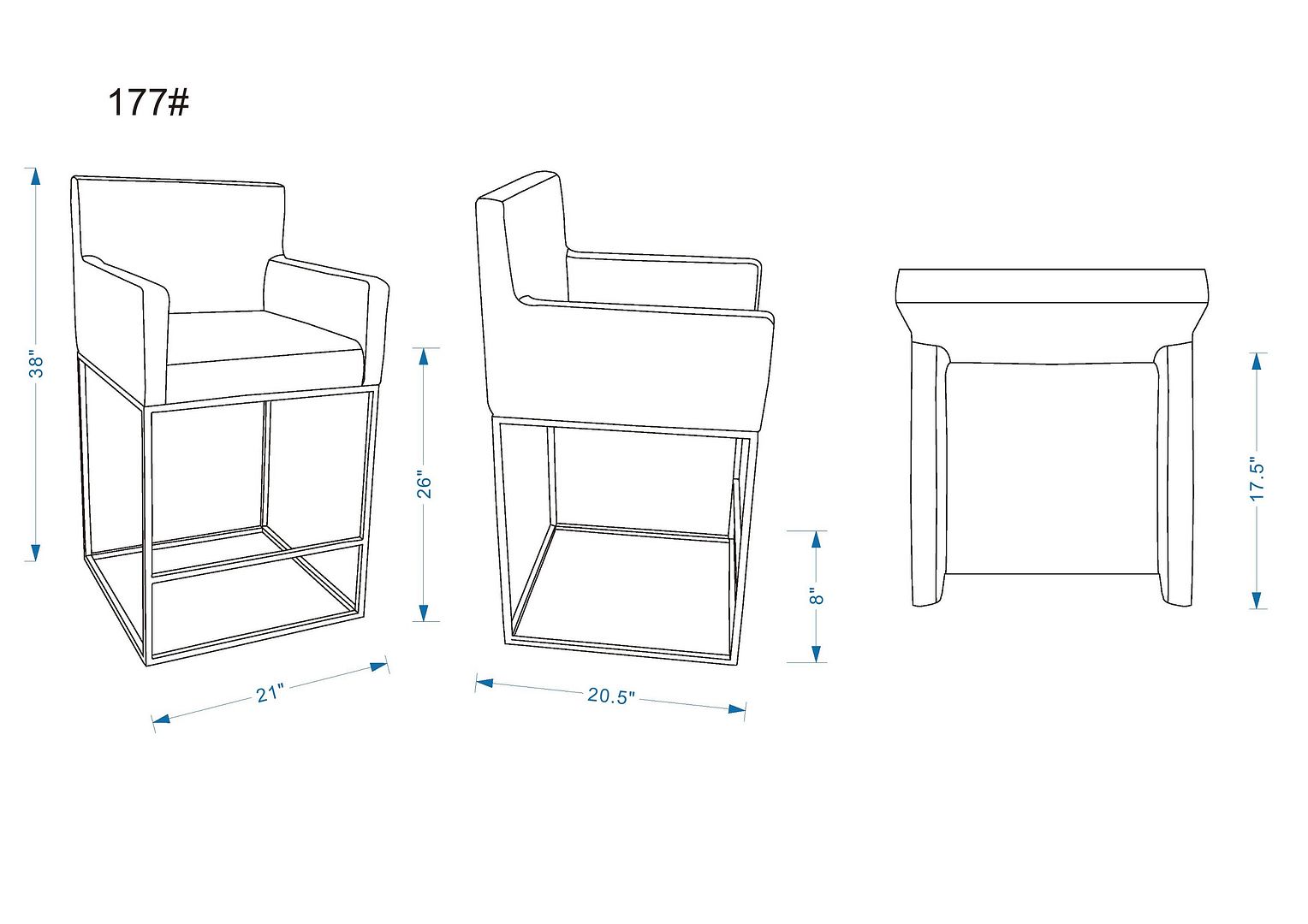 Ambassador 38-inch Leatherette/Metal Counter Stool