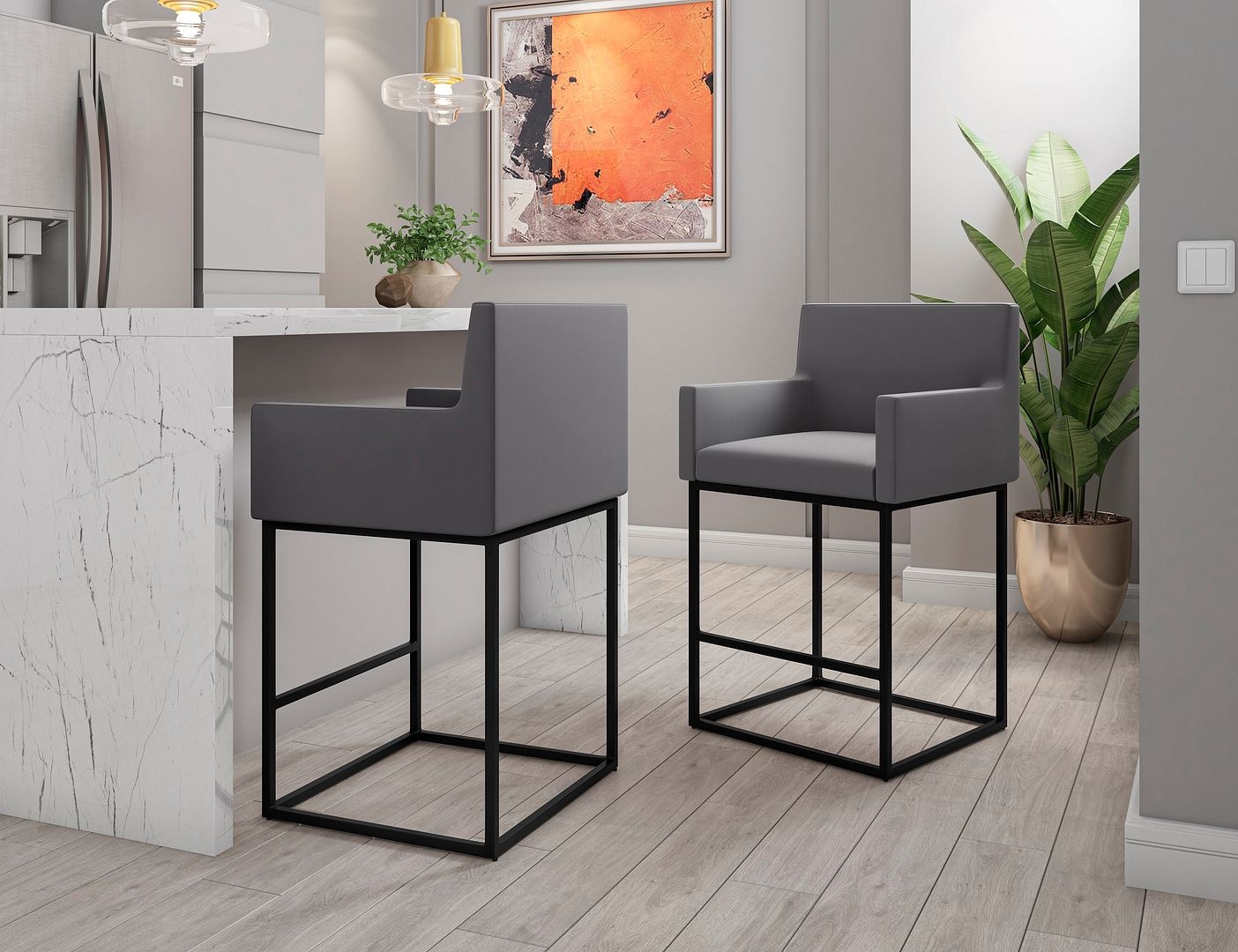 Ambassador 38-inch Leatherette/Metal Counter Stool