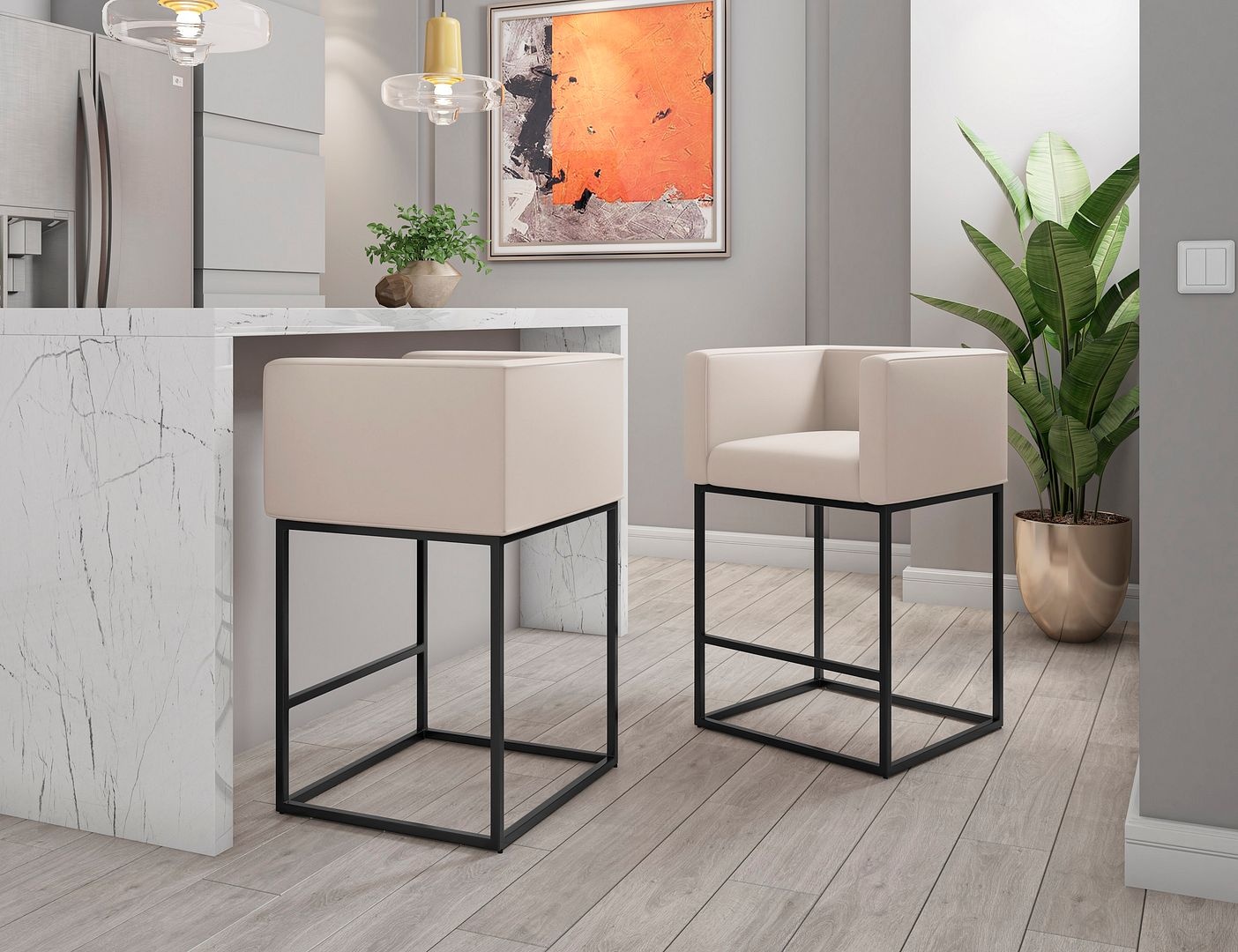 Embassy 34-inch Leatherette/Metal Counter Height Bar Stool
