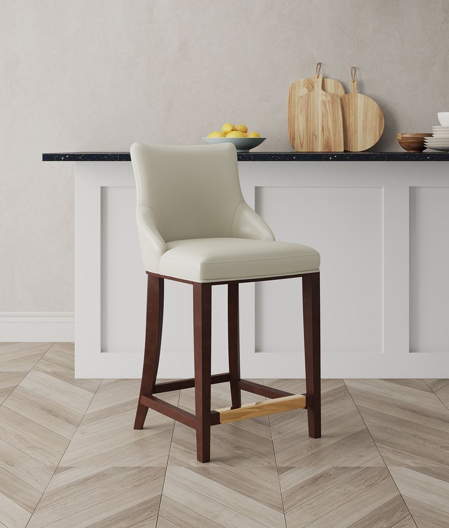 Shubert Leatherette/Beech Wood Counter Stool
