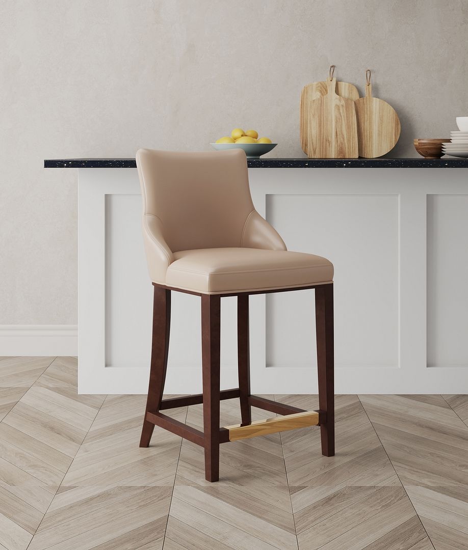 Shubert Leatherette/Beech Wood Counter Stool