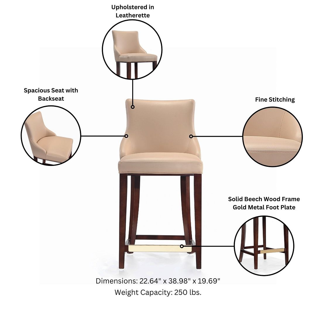 Shubert Leatherette/Beech Wood Counter Stool