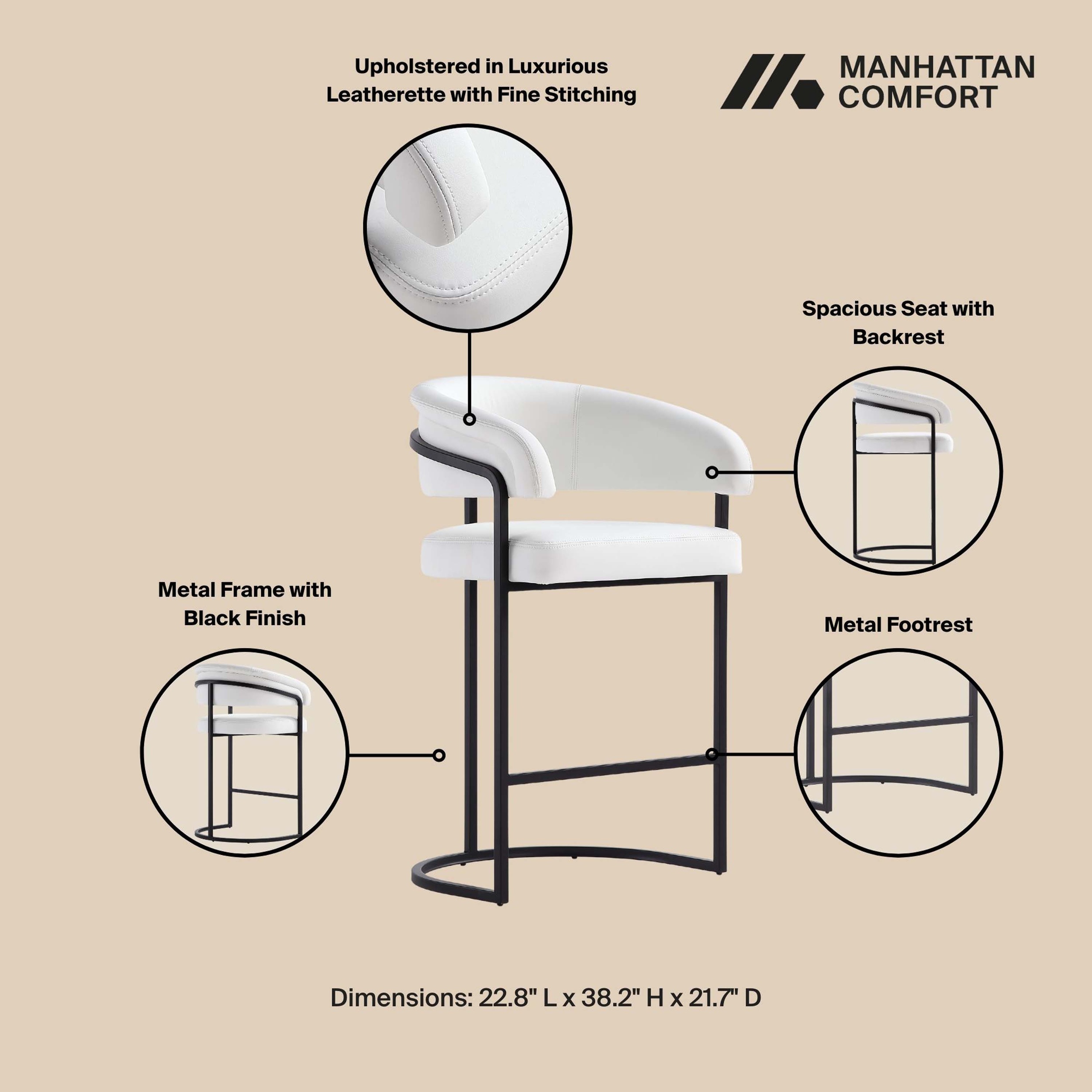 Augusta Leatherette/Metal Counter Stool