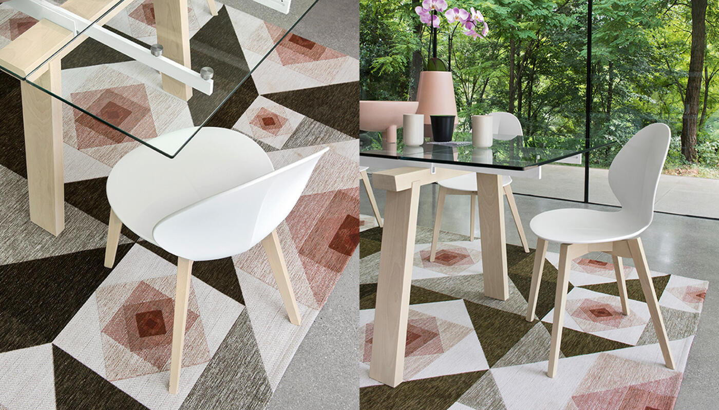 椅子 Set of 2 Calligaris basil Matte white Calligaris Basil PP/Wood Dining Chair, Matt Optic White/Bleached Beech