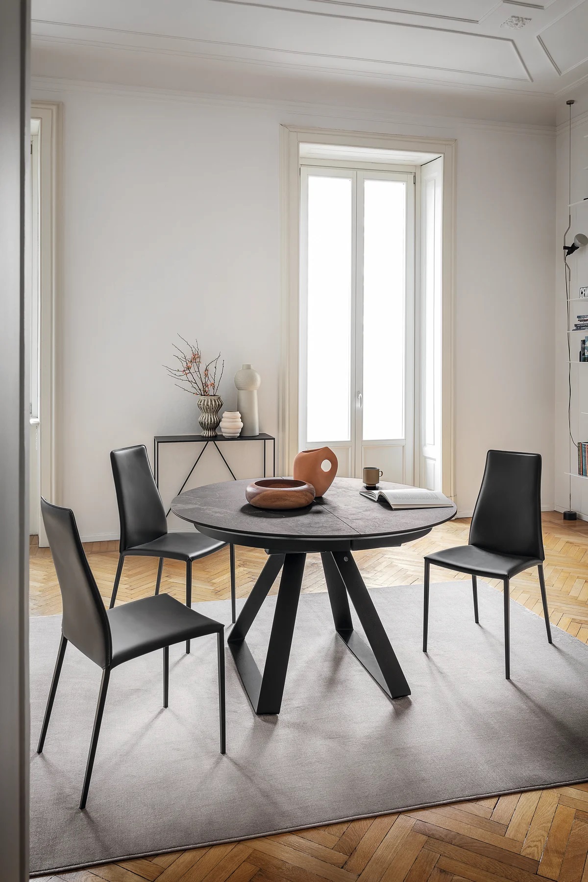 Aida Leather/Metal Dining Chair