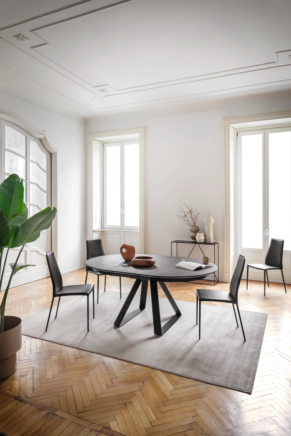 Aida Leather/Metal Dining Chair