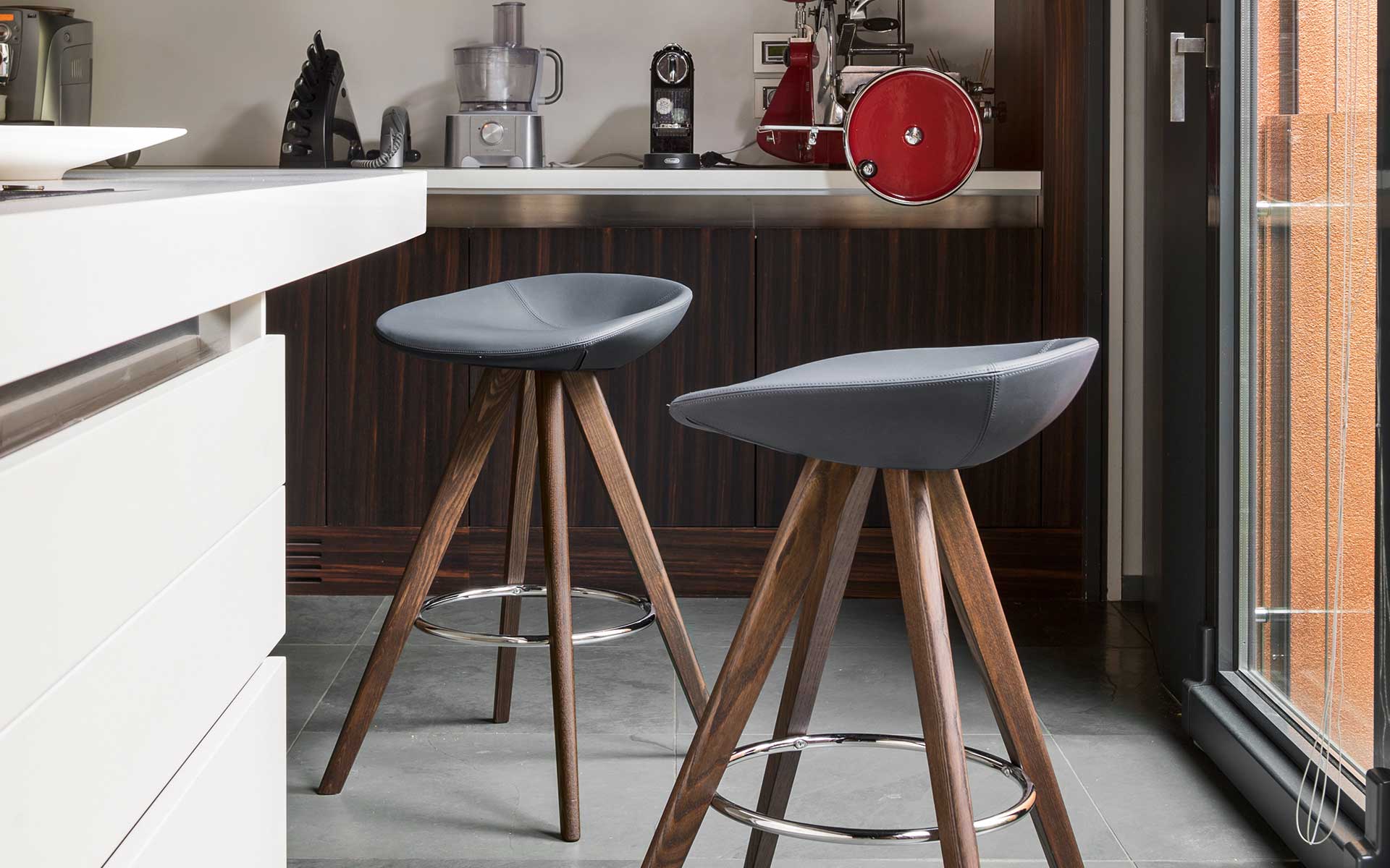 Palm Fabric/Wood Customizable Backless Stool