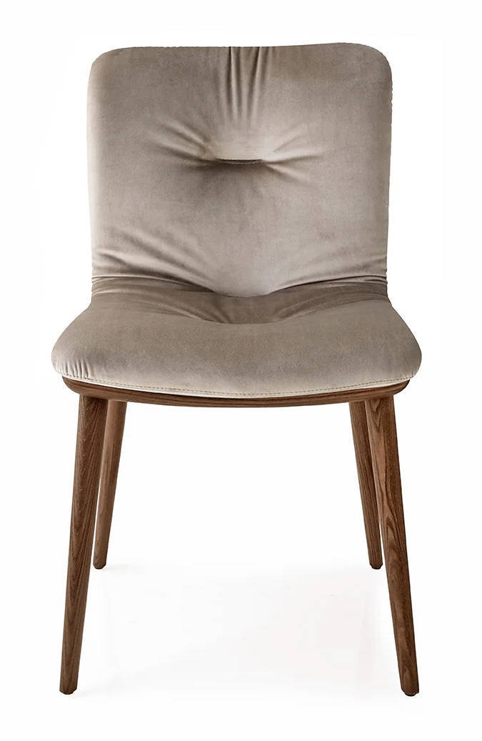 Calligaris Annie Venice Fabric/Wood Dining Chair, Sand/Walnut
