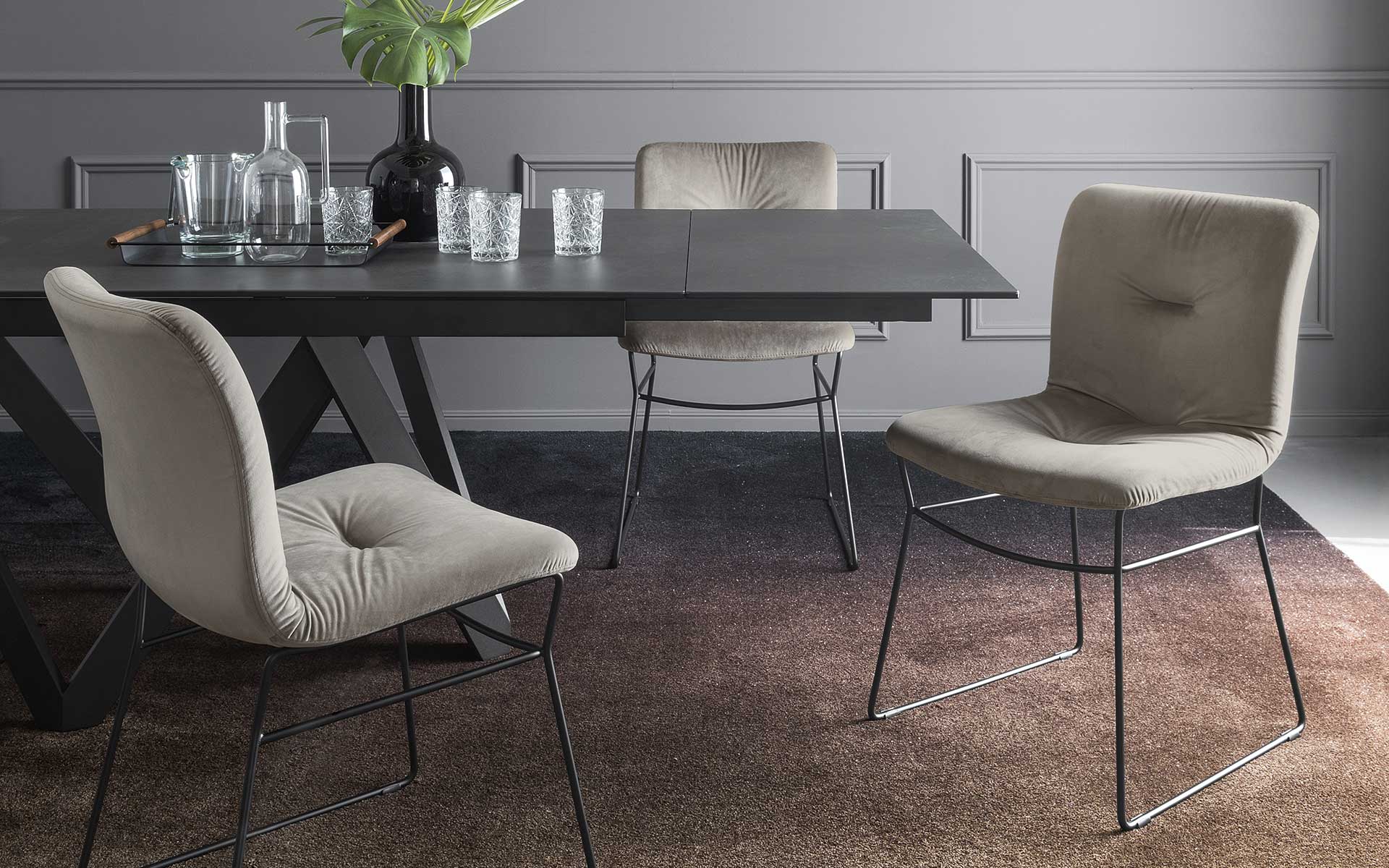Annie Soft Fabric/Metal Customizable Dining Chair