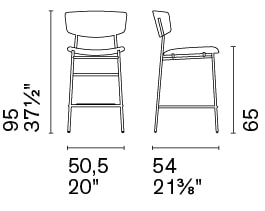 Fifties Fabric/Metal/Wood Customizable Counter Stool w/Wooden Back