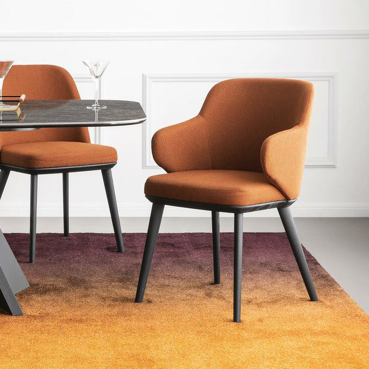 Foyer Fabric/Wood Customizable Upholstered Dining Armchair