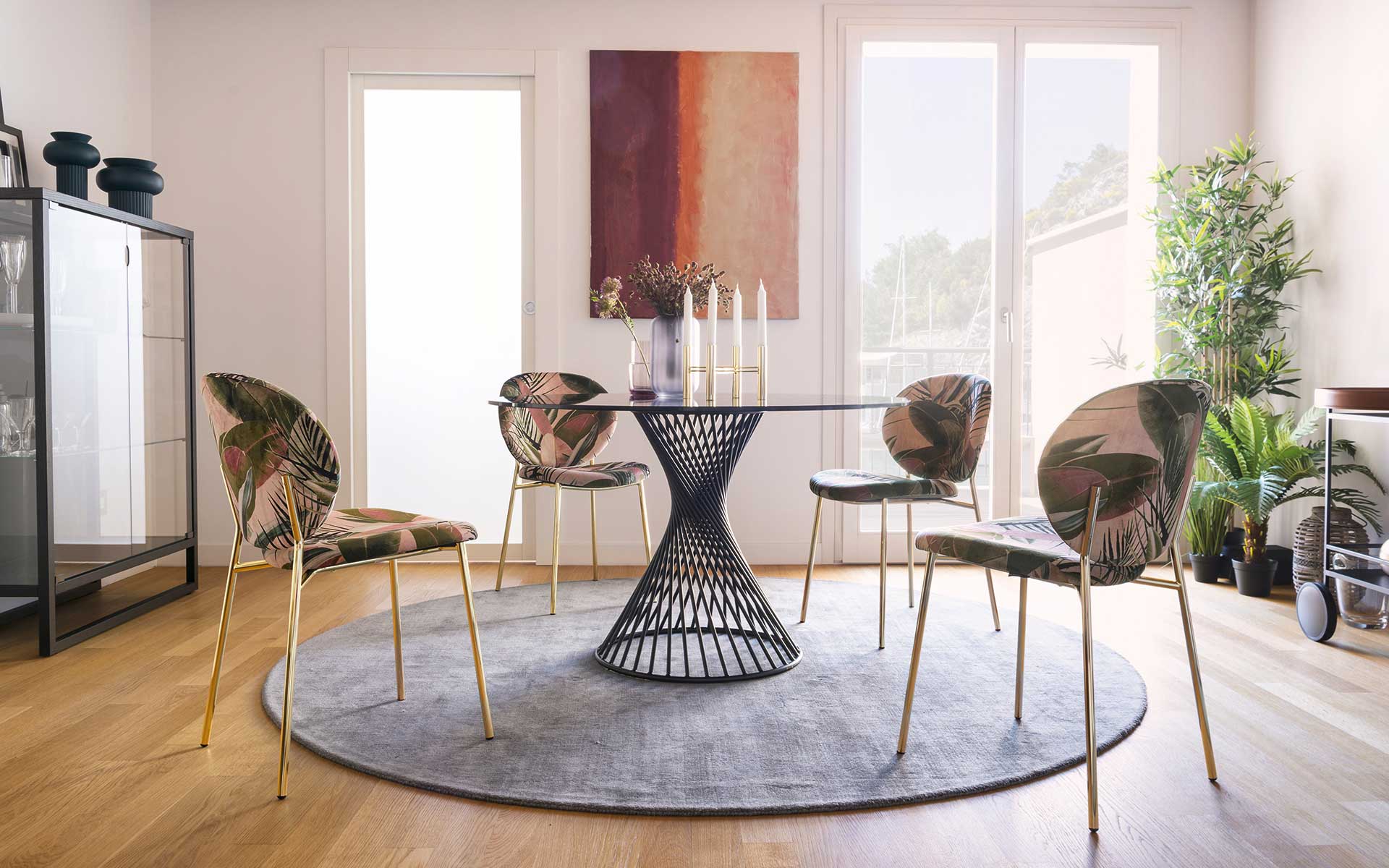 Ines Venice Fabric/Metal Dining Chair