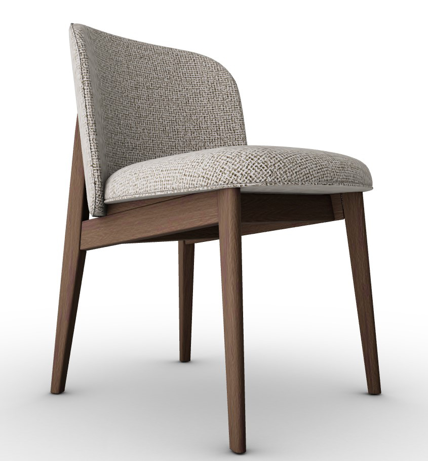 Abrey Boucle Fabric/Wood Dining Chair