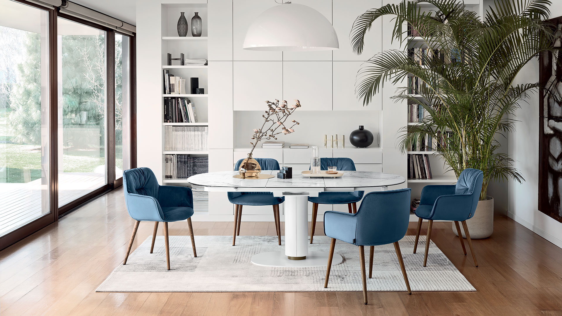 Cocoon Fabric/Wood Customizable Plush Seat Dining Armchair